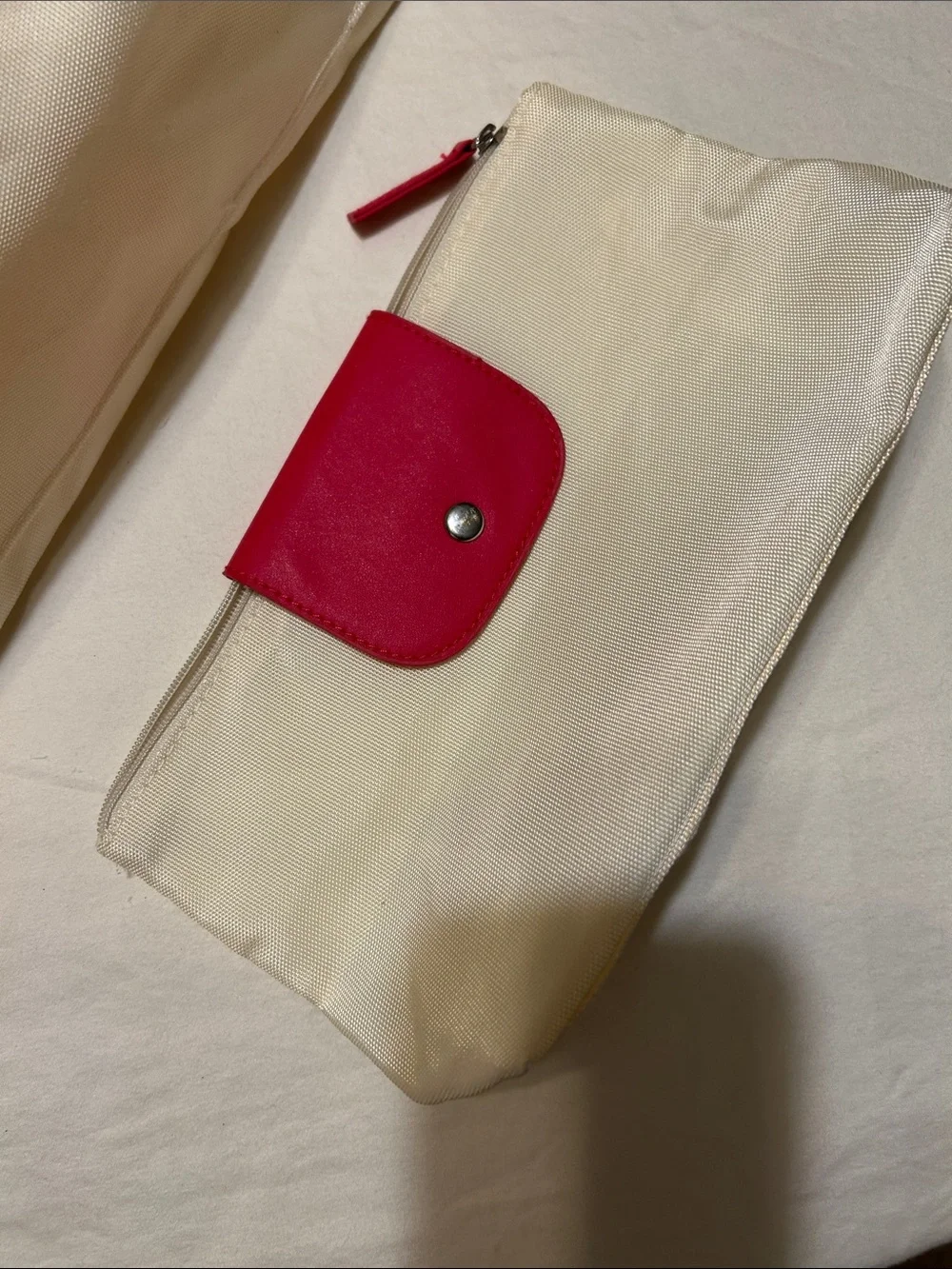 Vince Camuto Cream and Hot Pink Tote with Matching Pouch